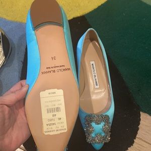 Manolo Blahnik, size 34 Turquoise blue or Tiffany blue
